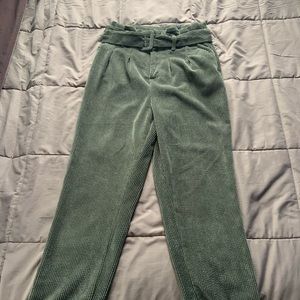 High-Waisted Dark Green Corduroy Pants